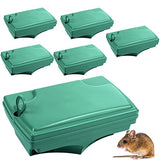 Qualirey 6 Pack Rat Bait Stations with 6 Keys Reusable Mouse Bait Stations Heavy Duty Bait Boxes for Rodents Outdoor Mouse Poison Holder Large Station Traps for Mice Pests, Bait Not Included (Green)
