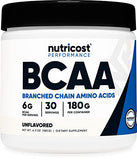 Nutricost BCAA Powder (Unflavored, 30 Servings) - Vegetarian, Non-GMO, Gluten Free, Optimal 2:1:1 Ratio