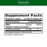 Emerald Labs Zinc 25 mg - Dietary Supplement as Albion Bisglycinate Chelate with Gold Standard Bioavailability for Immune, Cell Function, and Digestive Support - 90 Vegetable Capsules