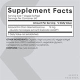 Sports Research Triple Strength Vegan Astaxanthin Supplement from Algae - Plant Based Softgels for Antioxidant Activity, Skin & Eye Health - Non-GMO Verified, Made with Coconut Oil - 12mg, 60 Count