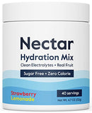 Nectar Sugar Free Electrolytes Powder - Organic Fruit No Sugar or Calories - Hydration Powder for Dehydration & Hangover Relief and Rehydration - Keto and Paleo (Strawberry Lemonade 40 Serving Tub)