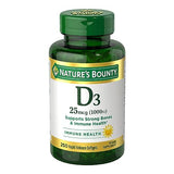 Nature's Bounty Vitamin D3 1000 IU, Immune Support, 250 Rapid Release Softgels, 250Ct-..