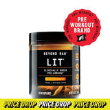 BEYOND RAW LIT | Clinically Dosed Pre-Workout Powder | Contains Caffeine, L-Citrulline, Beta-Alanine, and Nitric Oxide | Orange Mango | 30 Servings