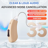 Hionec Hearing Aids for Seniors Rechargeable w/Noise Cancelling - Clear Sound & Whistle-Free | Comfort with Removable Sound Tube | 20Hr Digital Hearing Aid w/Dual Microphone +2 Program