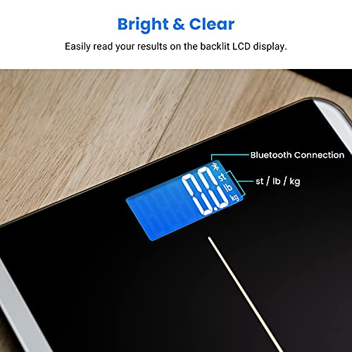 Etekcity Bathroom Scale for Body Weight and BMI, Smart Bluetooth Digital Weighing Scale, Upgraded Version of eb9380h Scale, Free VeSync App, Rounded Corner, 11 x 11 inches, 0.1lb/ 0.05kg, 400 Pounds