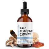 8-in-1 Mushroom Supplement Drops – Nootropics Brain Support Supplement Liquid Mushroom Complex with Lions Mane, Turkey Tail, Reishi & Shiitake Mushrooms Extract for Energy & Immune Support 2 Oz