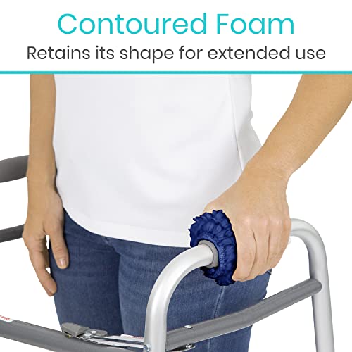 Vive Walker Handle Cushions (2-Pack) Extra Soft Sheepskin Grips - Padded Hand Cover Accessories for Folding Rolling Wheelchair, Rollator Handle, Senior, Elderly Grippers - Foam Padding for Disability