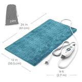 Pure Enrichment® PureRelief™ XL Heating Pad - 12" x 24" Electric Heating Pad for Back Pain & Cramps, 6 InstaHeat™ Settings, Machine Wash, Soft Microplush, Auto Shut-Off & Moist Heat (Blue)