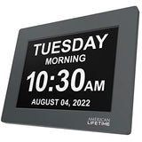 American Lifetime 【New 2024】 Dementia Clock Large Digital Clock for Seniors, Digital Clock Large Display with Custom Alarms, Clock with Day & Date for Elderly, Large Number Digital Clock Grey