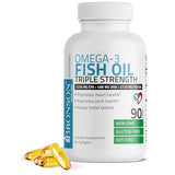 Bronson Omega 3 Fish Oil Triple Strength 2720 mg, High EPA 1250 mg DHA 488 mg, Non-GMO Heavy Metal Tested, 90 Softgels