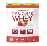 Designer Wellness, Designer Whey, Natural Whey Protein Powder with Probiotics, Fiber, and Key B-Vitamins for Energy, Gluten-Free, Summer Strawberry, 2 lb