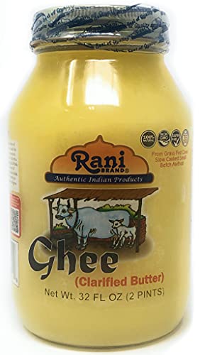 Rani Ghee Pure & Natural from Grass Fed Cows (Clarified Butter) 32oz(2lbs) 908g ~ Glass Jar | Paleo Friendly | Keto Friendly | Gluten Free | Product of USA