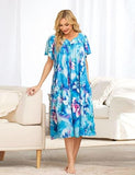 House Dress for Women Nightgown Plus Size Mumu Dresses Summer Lounge Dresses Duster Housecoats Elderly Moo Moos Patio Dress Florar Sleepwear