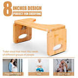 Beinilai Toilet Stool, Foldable Toilet Stool Squat Adult for Bathroom, Bamboo Poop Stool for Adult, 8 Inches Squatting Bathroom Potty Stool with 2 Packs Anti-Slip Strip（Natural Color）