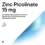 Thorne Zinc Picolinate 15mg - Highly Absorbable Zinc Supplement - Supports Wellness, Immune System, Eye, Skin, and Reproductive Health - Gluten-Free, Soy-Free, Dairy-Free - 60 Capsules