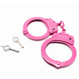 Uzi Handcuffs, High Tensile Steel, Professional Police Grade, Adjustable, Double Lock, with 2 Keys, Pink, Christmas Gift