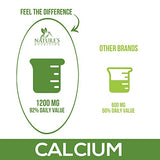 Calcium 1200 mg Plus Vitamin D3, Bone Health & Immune Support - Nature's Calcium Supplement with Extra Strength Vitamin D for Extra Strength Carbonate Absorption Dietary Supplement - 180 Tablets