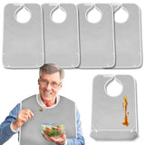 EpoBob 4 Pack Terry Cloth Adult Bibs with Crumb Catcher, Washable and Adjustable Adult Bibs for Unisex Men Women Elderly Seniors