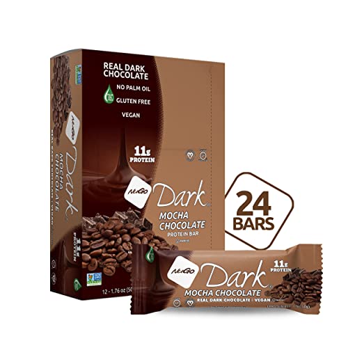 NuGo Dark Chocolate Mocha, 11g Vegan Protein, 200 Calorie, Gluten Free, 24 Count