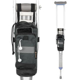 Crutch Bag Lightweight Crutch Accessories Storage Pouch with Reflective Strap and Front Zipper Pocket for Universal Crutch Bag to Keep Item Safety (Gray)