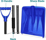 Portable Snow Shovel, 2024 New Upgrade Snow Shovels for Car Driveway, Lightweight Aluminum Portable Adjustable Large Capacity Shovel for Car, Camping,Snowman and Emergency (Blue)