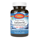 Carlson - Cod Liver Oil, Super 1000 mg + Vitamins A & D3, Wild Norwegian, Sustainably Sourced, 100 Softgels