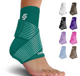 Sleeve Stars Ankle Brace for Women & Men, Achilles & Plantar Fasciitis Relief Compression Sleeve, Foot Brace with Ankle Support Strap, Heel Protector Wrap for Pain, Tendonitis & Sprain (Single/Turquoise)