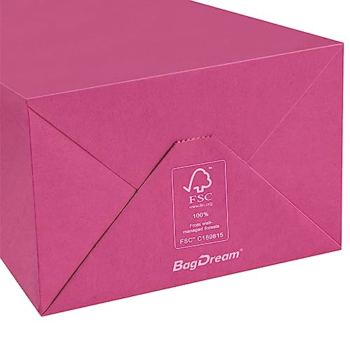 BagDream Kraft Paper Bags 100Pcs 5.25x3.75x8 Inches Small Paper Gift Bags with Handles Bulk, Paper Shopping Bags, Kraft Bags, Party Bags, Pink Gift Bags