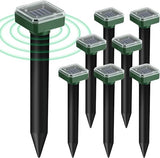 8PK Upgrade Mole Repellent for lawns Gopher Repellent Ultrasonic Solar Powered Snake Repellent Deterrent Mole Repeller Vole Repellent Outdoor Lawns Garden Yard All Pests Sonic Spikes Stakes Chaser
