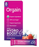 Orgain Organic Hydration Packets, Electrolytes Powder - Berry Hydro Boost with Superfoods, Gluten-Free, Soy Free, Vegan, Non GMO, Less Sugar than Sports Drinks, Travel Packets, 8 Count