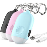 Rechargeable Self Defense Keychain Alarm – 3 Pack 130 dB Loud Emergency Personal Siren Ring with LED Light – SOS Safety Alert Device Key Chain for Women, Kids, and Elderly by WETEN (Black&Pink&Blue)