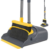 kelamayi Broom and Dustpan Set for Home，Broom and Dustpan Set, Broom Dustpan Set, Broom and Dustpan Combo for Office, Indoor&Outdoor Sweeping, Stand Up Broom and Dustpan (Gray&Yellow)