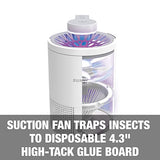 Sun Joe SJ-BZ15W-WHT UV Indoor Insect Fruit Fly Trap for Small Flying Insects, Non-Toxic UV Light, Non-Zapper, Bug Light w/10-Sticky Glue Traps Included, White