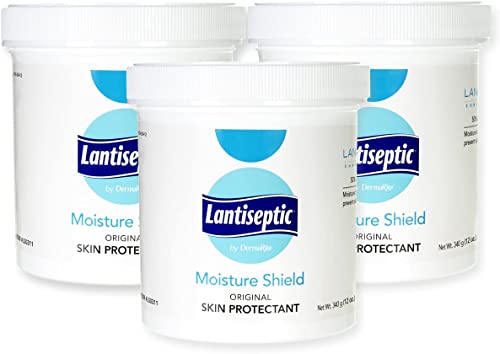 Lantiseptic Moisture Shield Original Skin Protectant – 50% Lanolin Enriched Skin Protectant Barrier Cream for Incontinence – Paraben Free, 3 Jars, 12oz Each