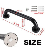 2 Pack 12 Inch Matte Black Shower Grab Bar,ZUEXT Stainless Steel Wall Mount Safety Grab Bar Handle,Bathroom Balance Bar, Safety Hand Rail Support - Handicap, Elderly, Injury, Senior Assist Bath Handle