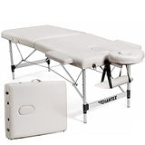 Giantex 84" Massage Table Professional Portable Lash Bed, 2 Folding Lightweight Massage Bed, Aluminum Frame, Height Adjustable, Face Cradle & Side Armrests, Salon Spa Tattoo Bed with Carry Case