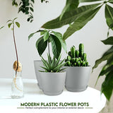 Utopia Home - Plant Pots Indoor with Drainage - 7/6.6/6/5.3/4.8 Inches Home Decor Flower Pots for Indoor Planter - Pack of 10 Plastic Planters for Indoor Plants, Cactus, Succulents Pot - Gray