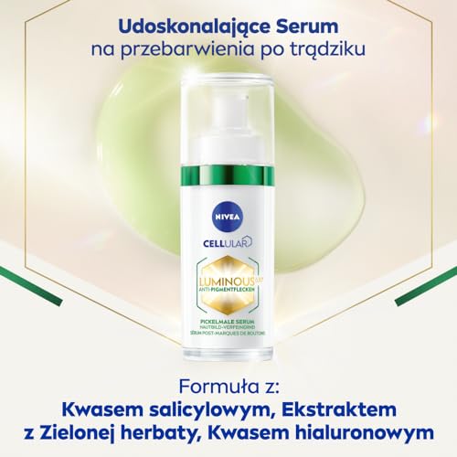 NIVEA Luminous 630 Post-Acne Dark Marks Serum (30ml), Facial Serum Visibly Reduces Post-Acne Dark Marks, Face Serum for Smooth, Refined, Glowing Skin