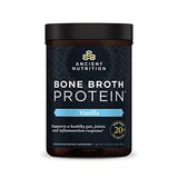 Ancient Nutrition Protein Powder Made from Real Chicken and Beef Bone Broth, Vanilla, 20g Protein Per Serving, 20 Serving Tub, Gluten Free Hydrolyzed Collagen Peptides Supplement