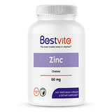 BESTVITE Zinc Chelate 50mg (240 Vegetarian Capsules) - No Stearates - No Dicalcium Phosphate - Vegan - Non GMO - Gluten Free