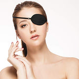 3 Pieces Silk Eye Patch Elastic Lazy Eye Patch Adult Adjustable Single Eye Patch with Elastic Strap (Black, Champagne, Peach)