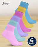 Pembrook Ankle Diabetic Socks for Women & Men | 6 Pairs | Wide Non Binding Socks Quarter Length | Edema Neuropathy Socks