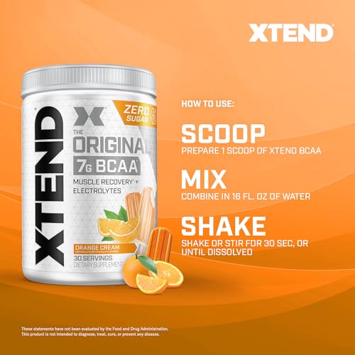 XTEND Original BCAA Powder Orange Cream | Sugar Free Post Workout Muscle Recovery Drink with Amino Acids | 7g BCAAs for Men & Women | 30 Servings