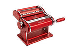 MARCATO Atlas 150 Machine, Made in Italy, Red, Includes Pasta Cutter, Hand Crank, and Instructions