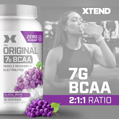 XTEND Original BCAA Powder 7g BCAA and 2.5g L-Glutamine, Sugar Free Post Workout Muscle Recovery Drink with Amino Acids for Men & Women, 90 Servings