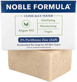 Noble Formula Zinc Bar Soap, Vegan Argan Oil 2% Pyrithione Zinc (ZnP) for All Skin Types Including Those With Acne, Psoriasis and Eczema, 3.25 oz