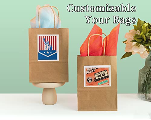 RACETOP Brown Paper Bags with Handles Bulk, 100Pcs, 8x4.5x10.8Inches, Gift Bags, Brown Kraft Paper Bags, Gift Bags Bulk, Retail Bags, Party Bags, Shopping Bags, Favor Bags