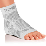 TechWare Pro Ankle Brace Compression Sleeve - Relieves Achilles Tendonitis, Joint Pain. Plantar Fasciitis Foot Sock with Arch Support Reduces Swelling & Heel Spur Pain. (White, S/M)