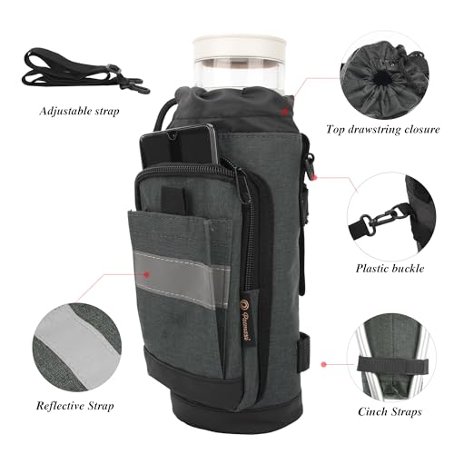 Crutch Bag Lightweight Crutch Accessories Storage Pouch with Reflective Strap and Front Zipper Pocket for Universal Crutch Bag to Keep Item Safety (Gray)