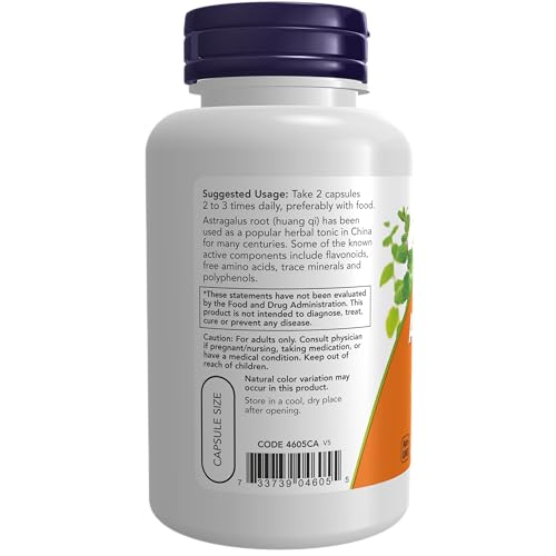 NOW Supplements, Astragalus (Astragalus membranaceus) 500 mg, Immune System Support*, 100 Capsules